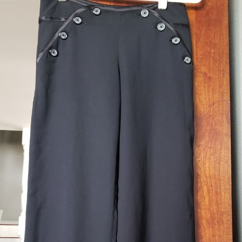 Marine style satin trim pants